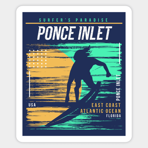 Retro Surfing Ponce Inlet, Florida // Vintage Surfer Beach // Surfer's Paradise Sticker by Now Boarding